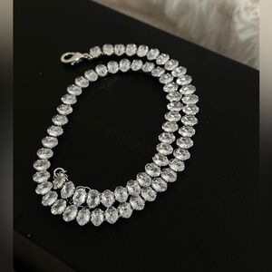 Sparkling Silver Crystal Tennis Necklace, Choker, Bridal Graduation Jewelry